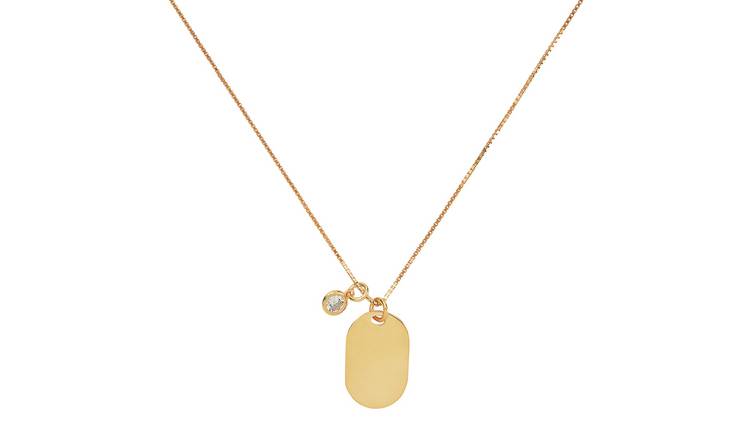 Revere 9ct Gold Plated Sterling Silver Dog Tag Necklace