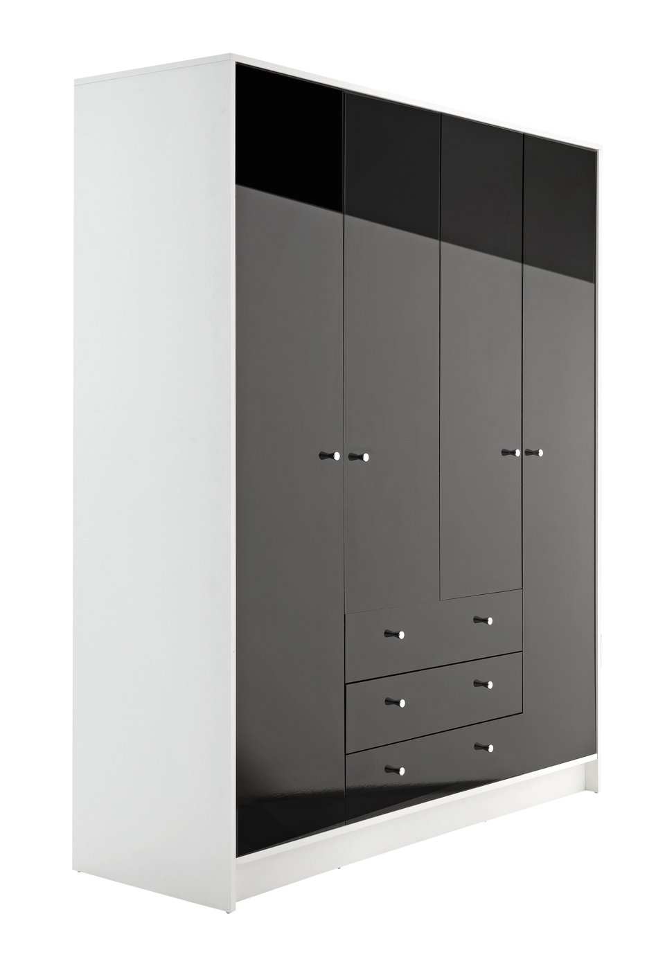 Argos Home Malibu Gloss 4 Dr 3 Drw Wardrobe - Black & White