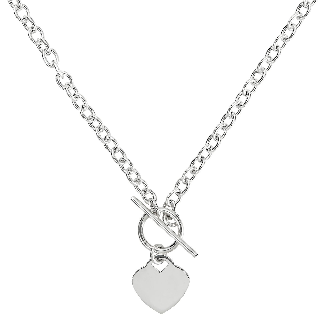 Revere Sterling Silver Heart T-Bar Necklace