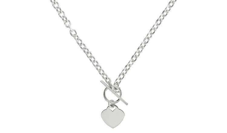 Buy Revere Sterling Sliver Heart T-Bar Necklace | Womens necklaces | Argos