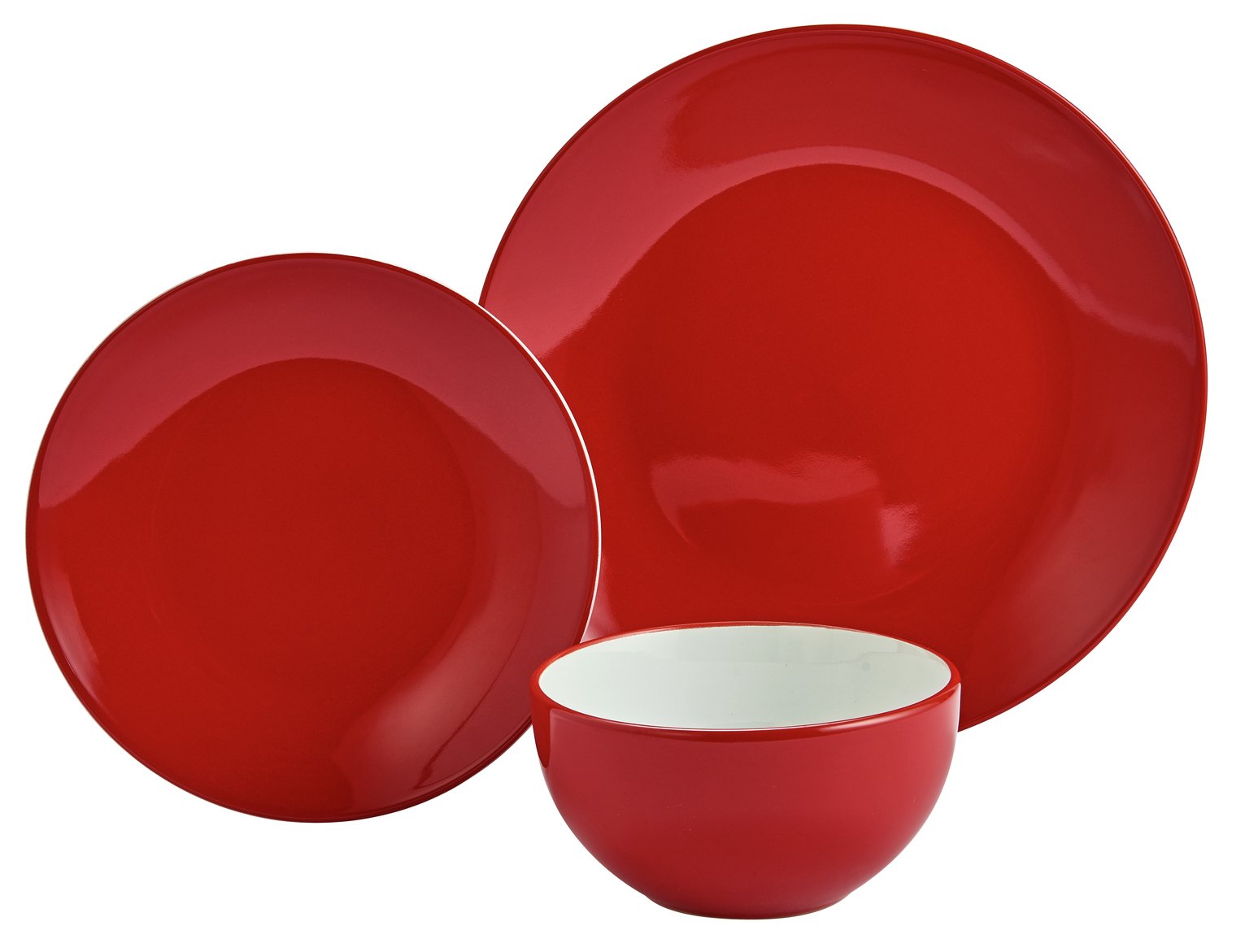 red and white crockery set