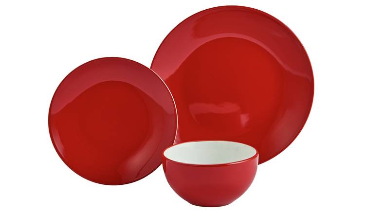 Red on sale crockery set