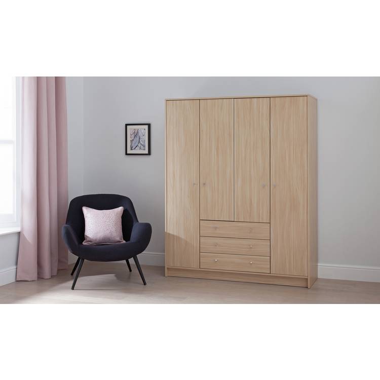 Argos Home Malibu 4 Door 3 Drawer Wardrobe - Beech Effect 0