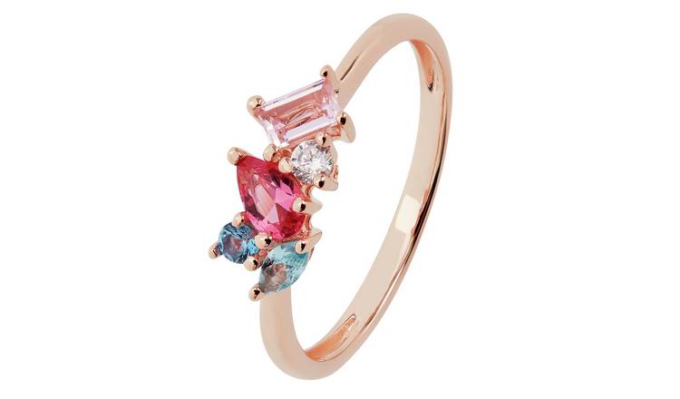 Revere Rose Gold Plated Silver Cubic Zirconia Ring - Q