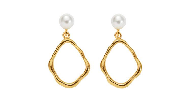 Revere Gold Plated Silver Faux Pearl Drop Earrings