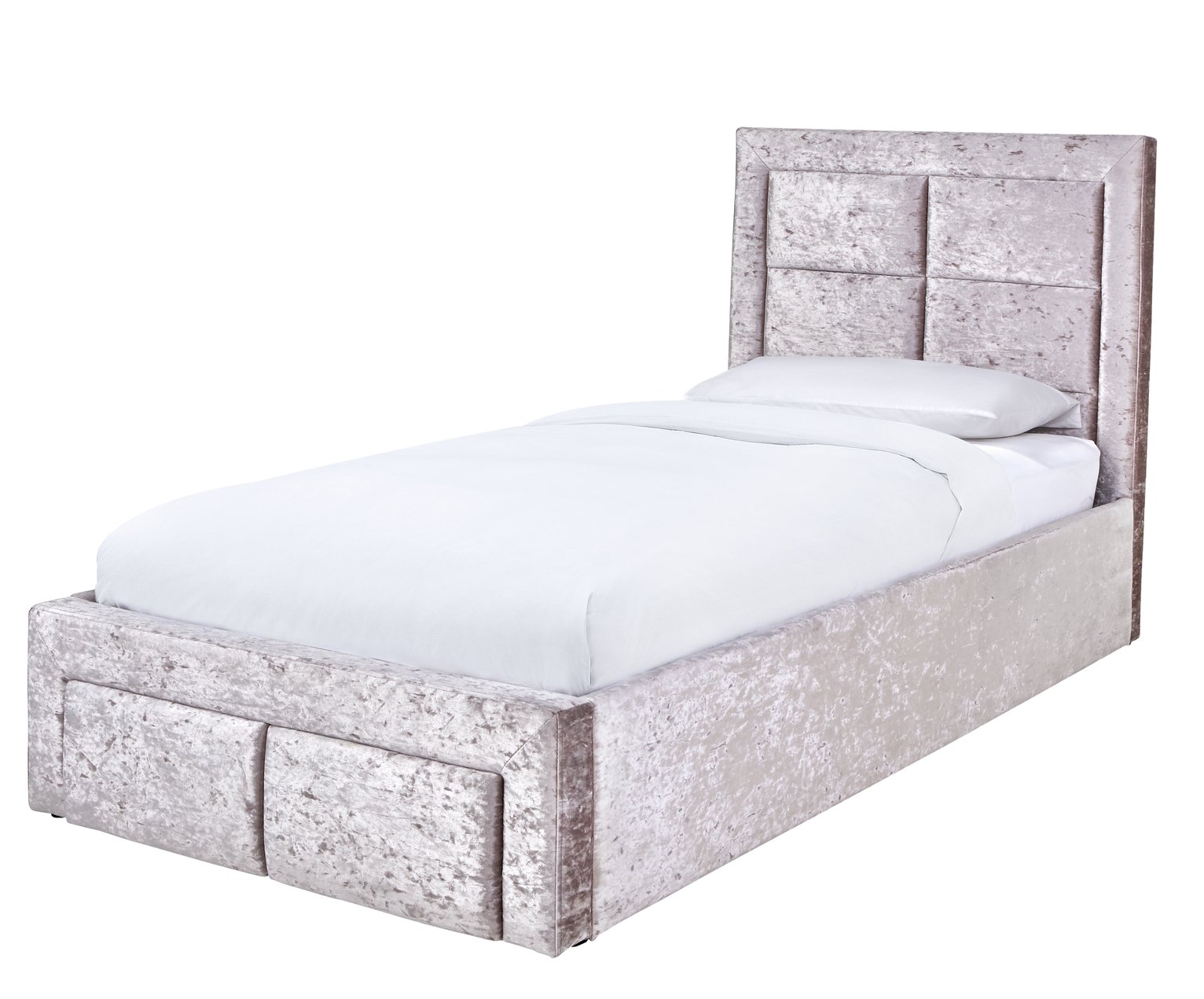 Argos Home Kourtney Single Ottoman Velvet Bed Frame - Silver