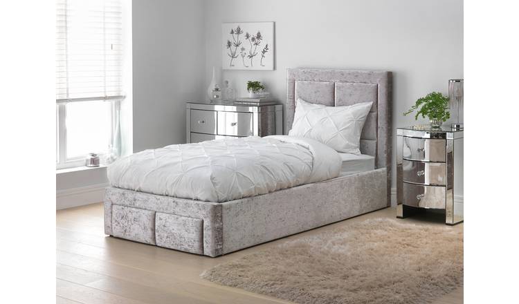 Velvet single bed with outlet drawers