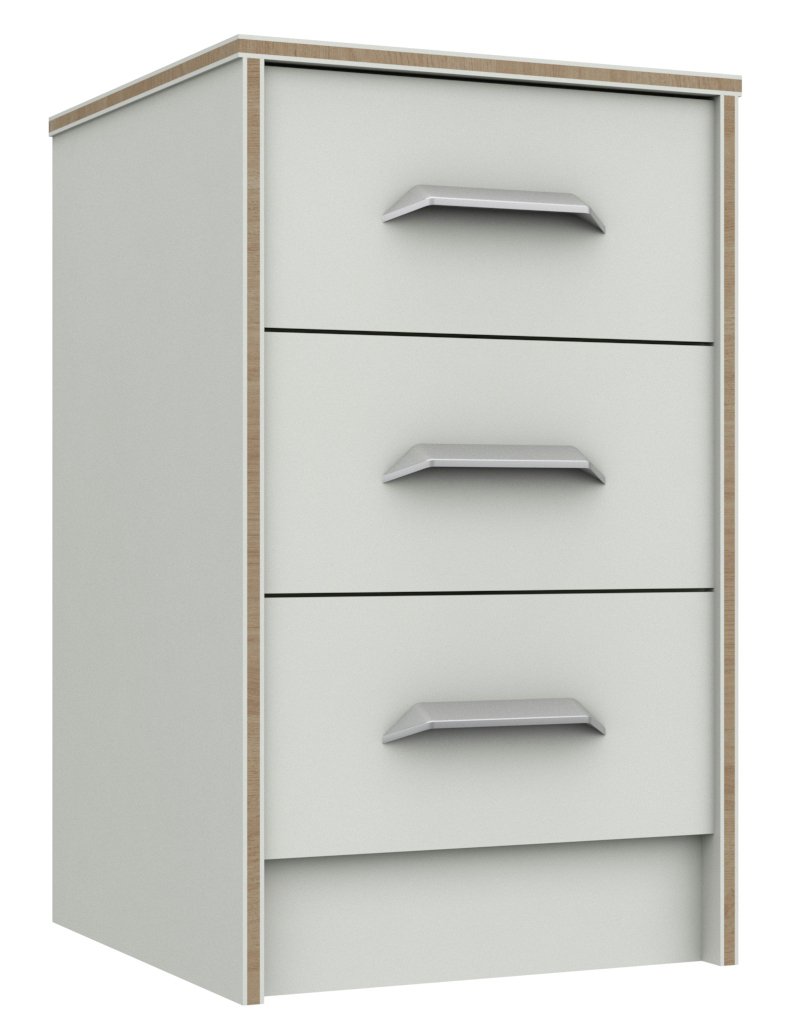 Ashdown 3 Drawer Bedside Table - White