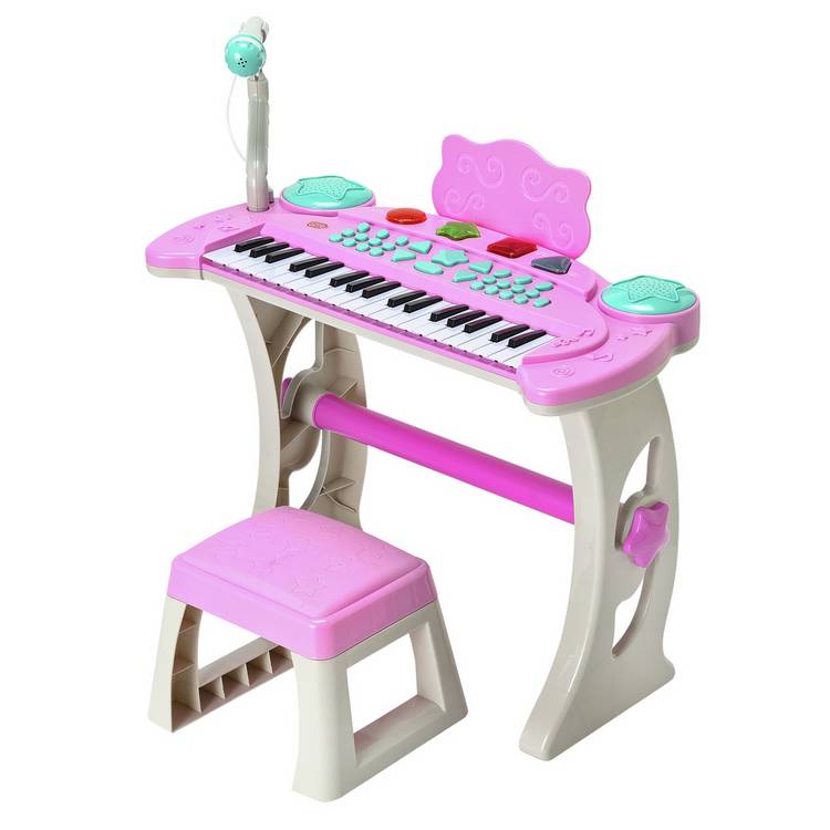 Chad Valley Keyboard Stand and Stool - Pink 0