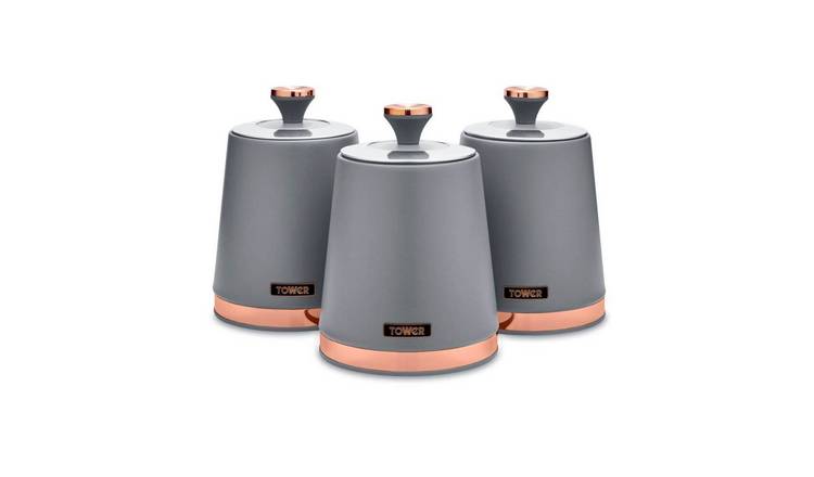 Tower Cavaletto Carbon Steel Set of 3 Food Storage Canisters - Grey