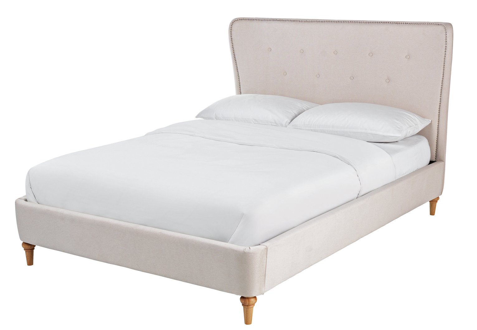 Argos Home Elizabeth Upholstered Kingsize Bed Frame -Natural