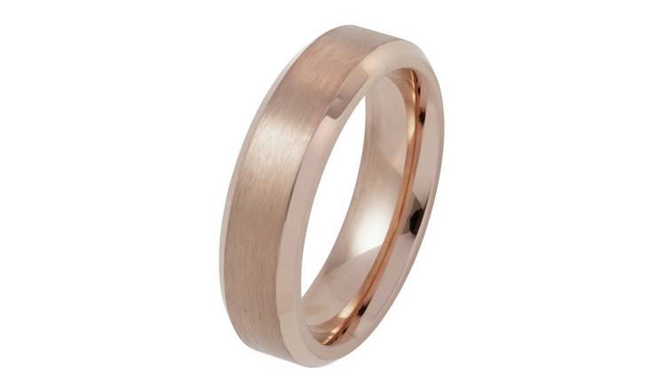 Revere Stainless Steel Rose Colour Plain Wedding Ring - V