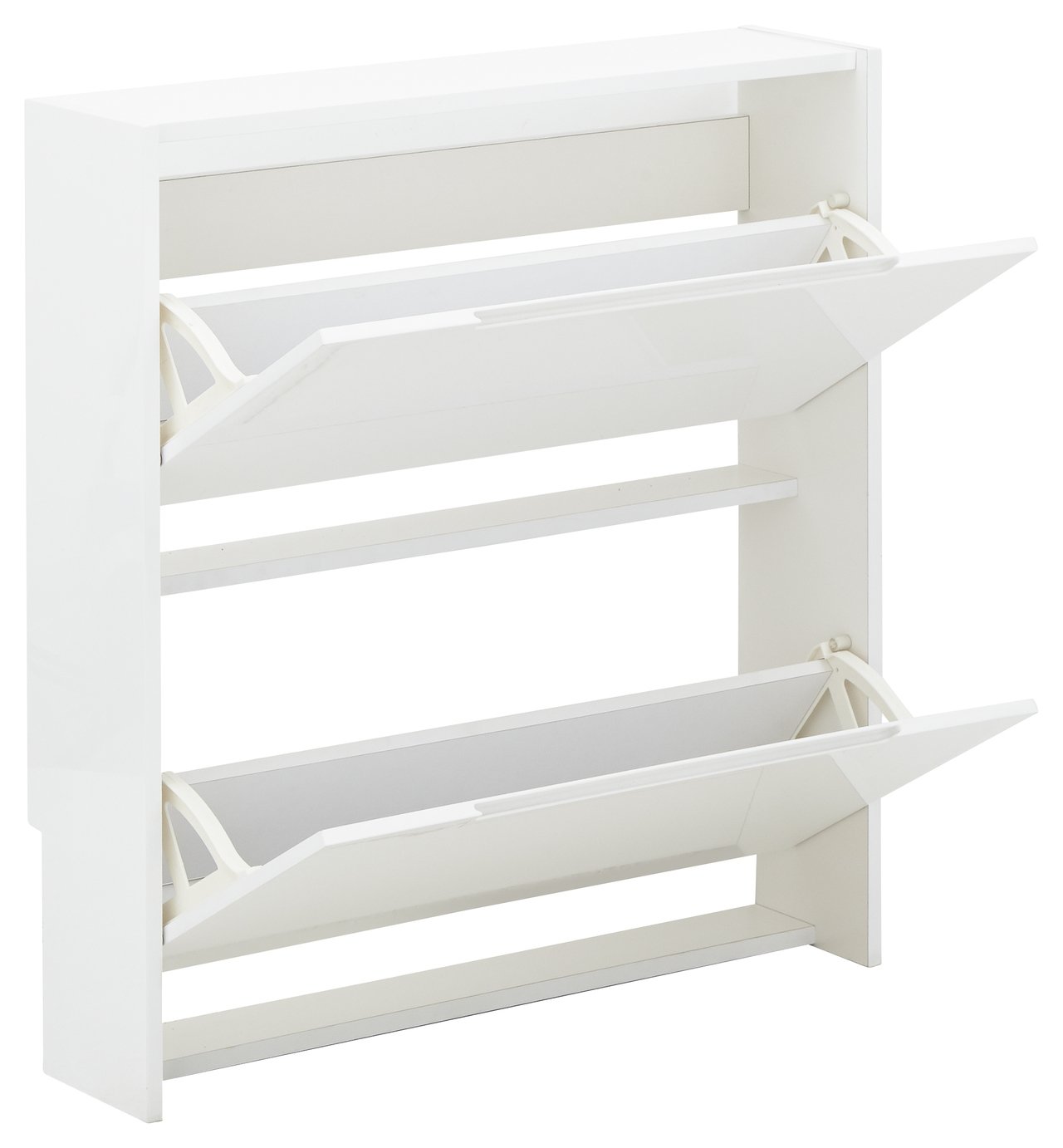 GFW 2 Tier Narrow Gloss Shoe Cabinet - White