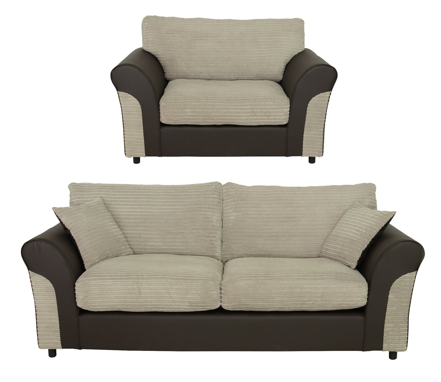 Argos Home Harry Fabric Chair & 3 Seater Sofa - Natural
