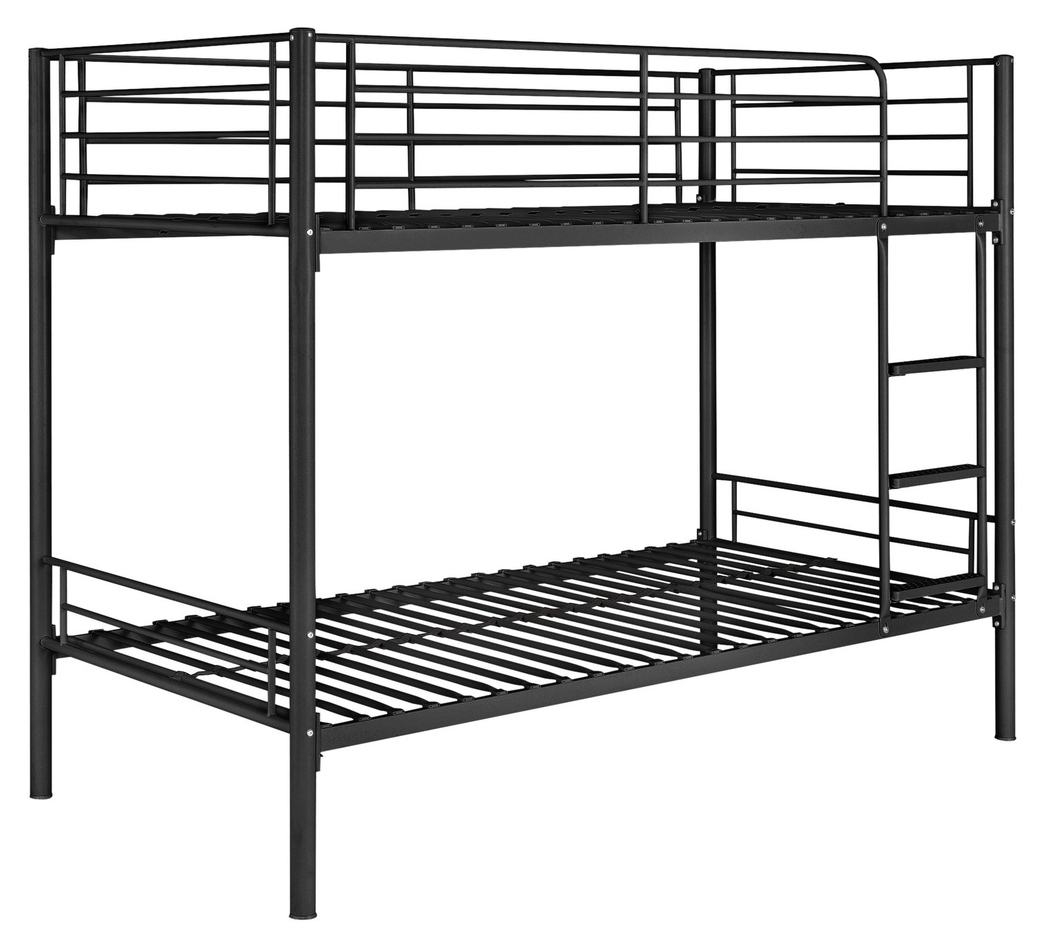 Black Targos Single Metal Bunk Bed Frame 2 x 3FT Bed for Children Twin Kids Adult