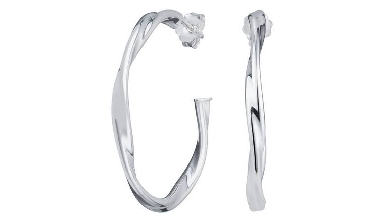 Buy Revere 9ct Sterling Silver Twist Hoop Earrings Argos