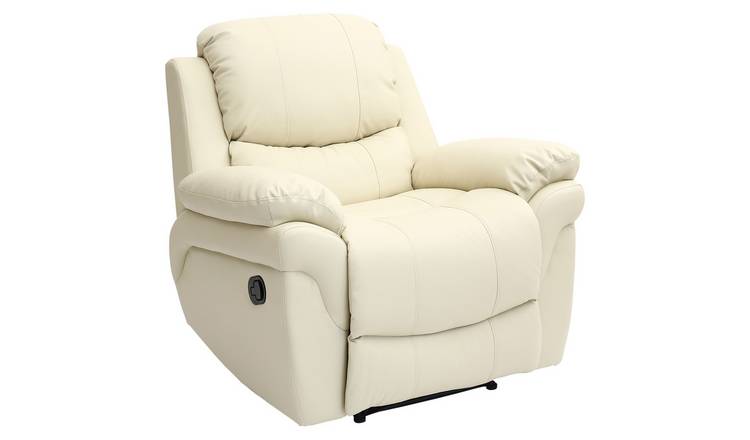 Furniture Online Madison Bonded Leather Manual Recliner Sofa Chair - Cream