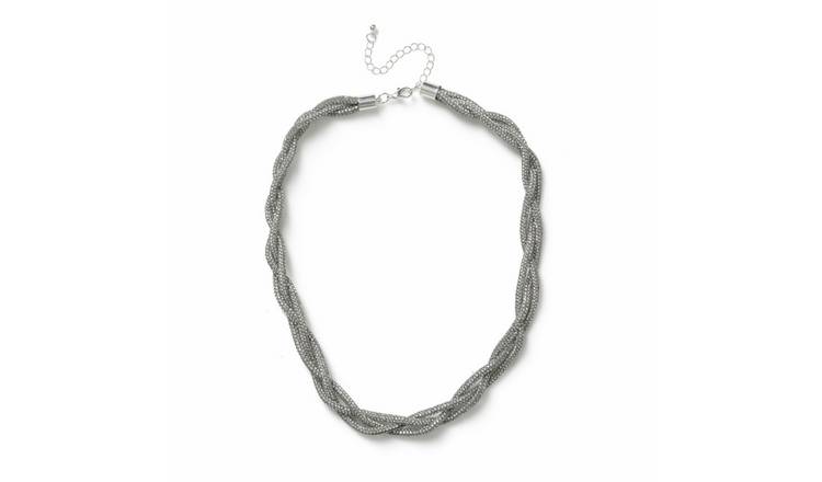 Freedom Silver Tone Jelly Plait Statement Necklace