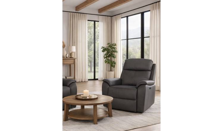 Aspire Kingsmere Leather Power Recliner Chair - Charcoal