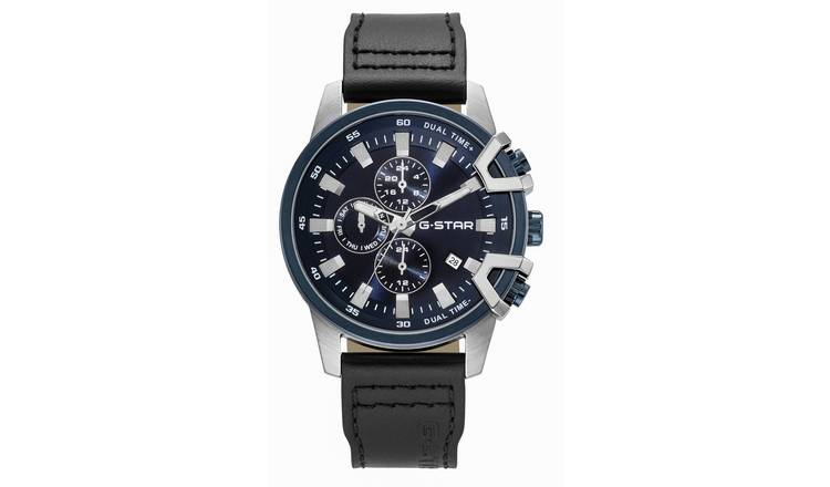 G Star Bend 3D Multifunction Men's Black Leather Strap Watch