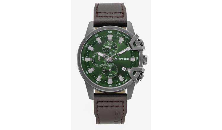 G Star Bend 3D Gun Men's Brown Leather Strap Watch