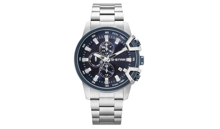 G Star 3D Bend Multifunction Men's Silver Stainless Steel Bracelet Watch