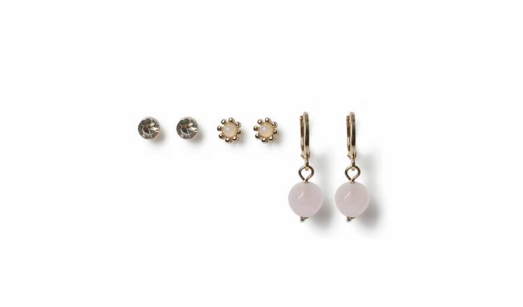 Freedom Crystal Studs, Floral Pearl Studs and Gem Stone Drop Huggie Earrings