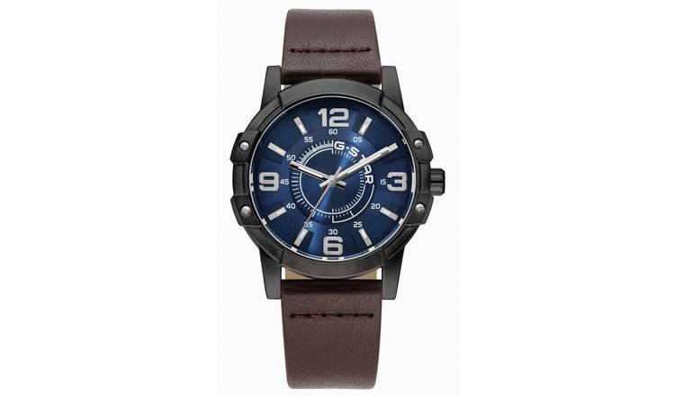 G Star Constructed Men's Brown Leather Strap Watch