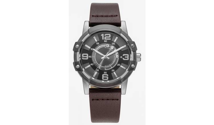 G Star Constructed Men's Brown Leather Strap Watch
