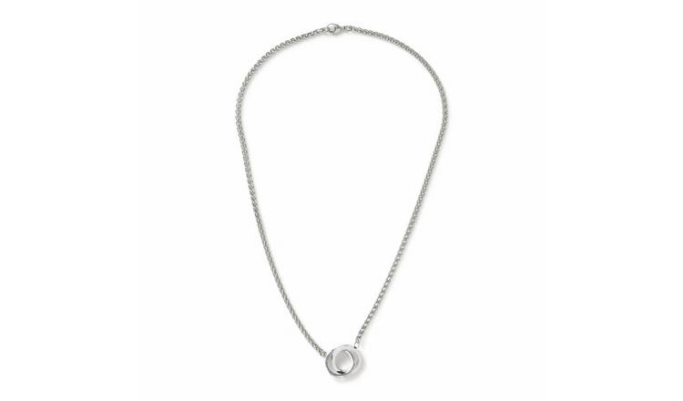 Uncommon Souls Silver Tone Stainless Steel Linked Ring Pendant Necklace