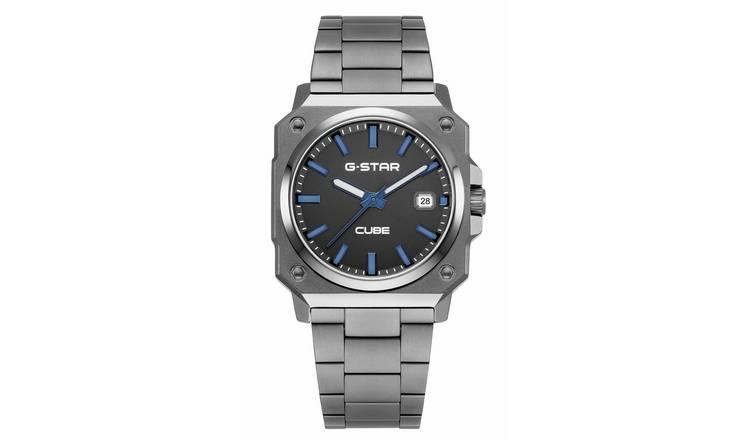 G Star Cube Men's Grey Stainless Steel Bracelet Watch