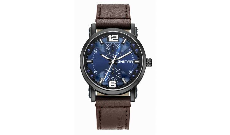 G Star Rovic Men's Brown Leather Strap Watch