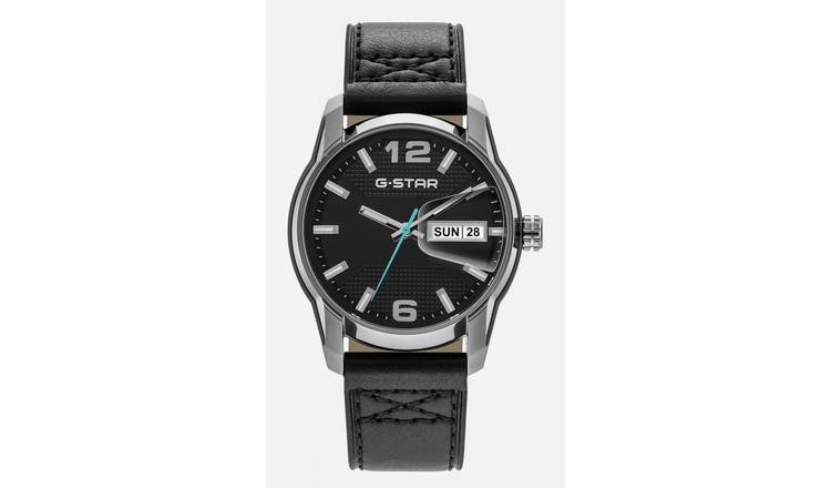 G Star Selvedge Men's Black Leather Strap Watch