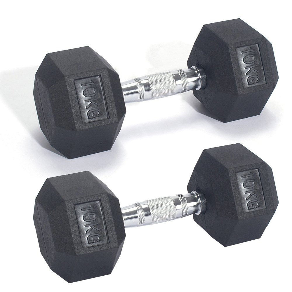 Pro Fitness 10kg Hex Dumbbell Set 