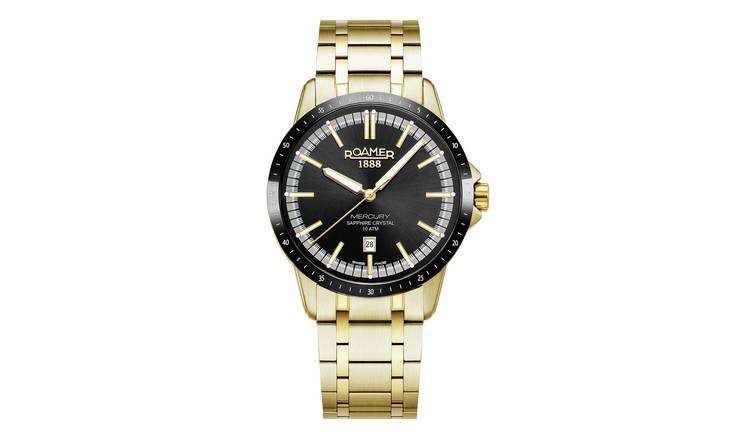 Roamer Mercury Classic Black Dial Gold Bracelet Men's Watch