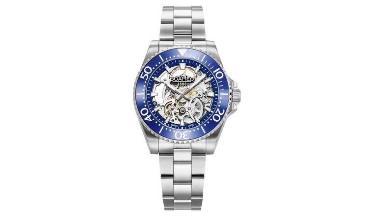 Roamer Premier Skeleton Men's Silver Stainless Steel Bracelet Watch Set