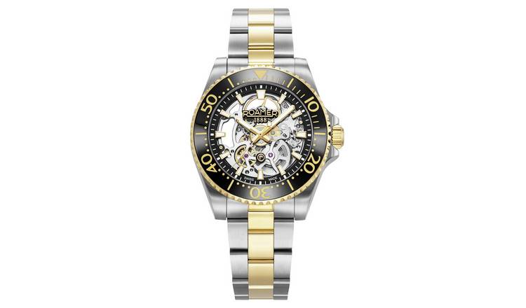 Roamer Premier Skeleton Men's Automatic Two Tone Black Watch Set