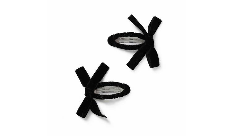 Flitzy Black Velvet Bow Snap Clips