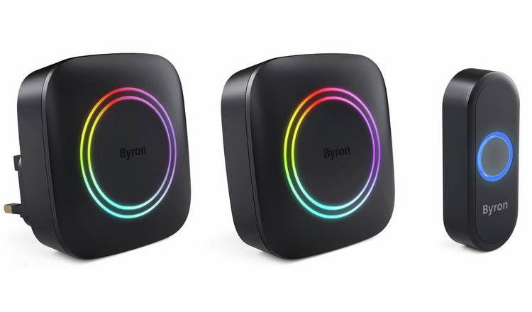 Byron DBY-23854BS 300m Twin Pack Wireless Doorbell Set - Black