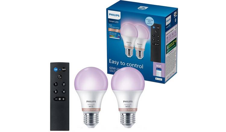 Philips WiZ E27 8.5W Smart LED Bulb - Pack of 2
