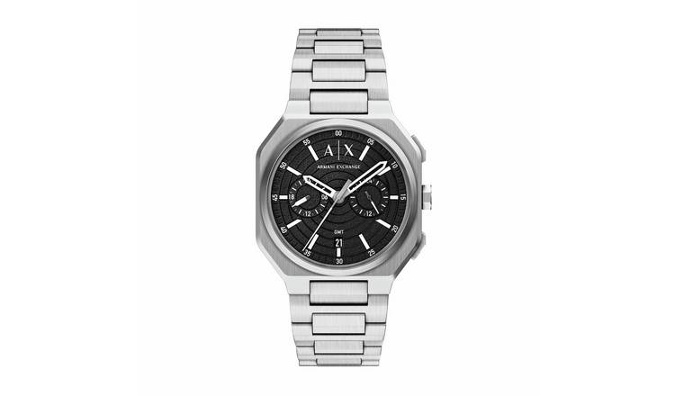 Armani Exchange Bass Dual-Time Stainless Steel Bracelet Watch