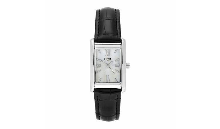 Limit Ladies Mother of Pearl Dial Black Leather Strap Watch