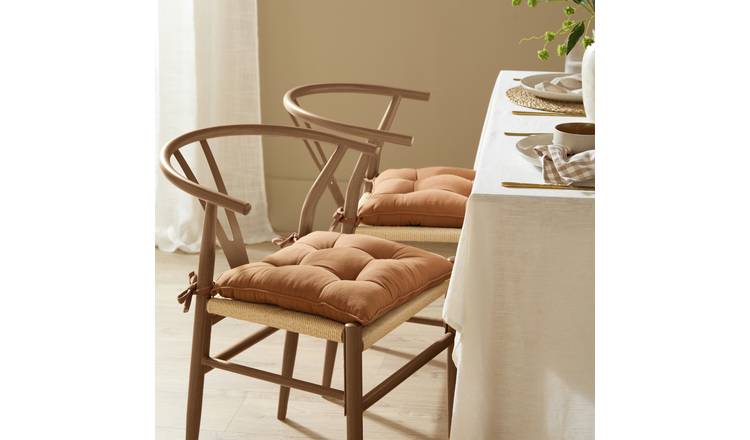 Yard Slub Cotton Toffee Seat Pad 2 Pack - 40x40cm
