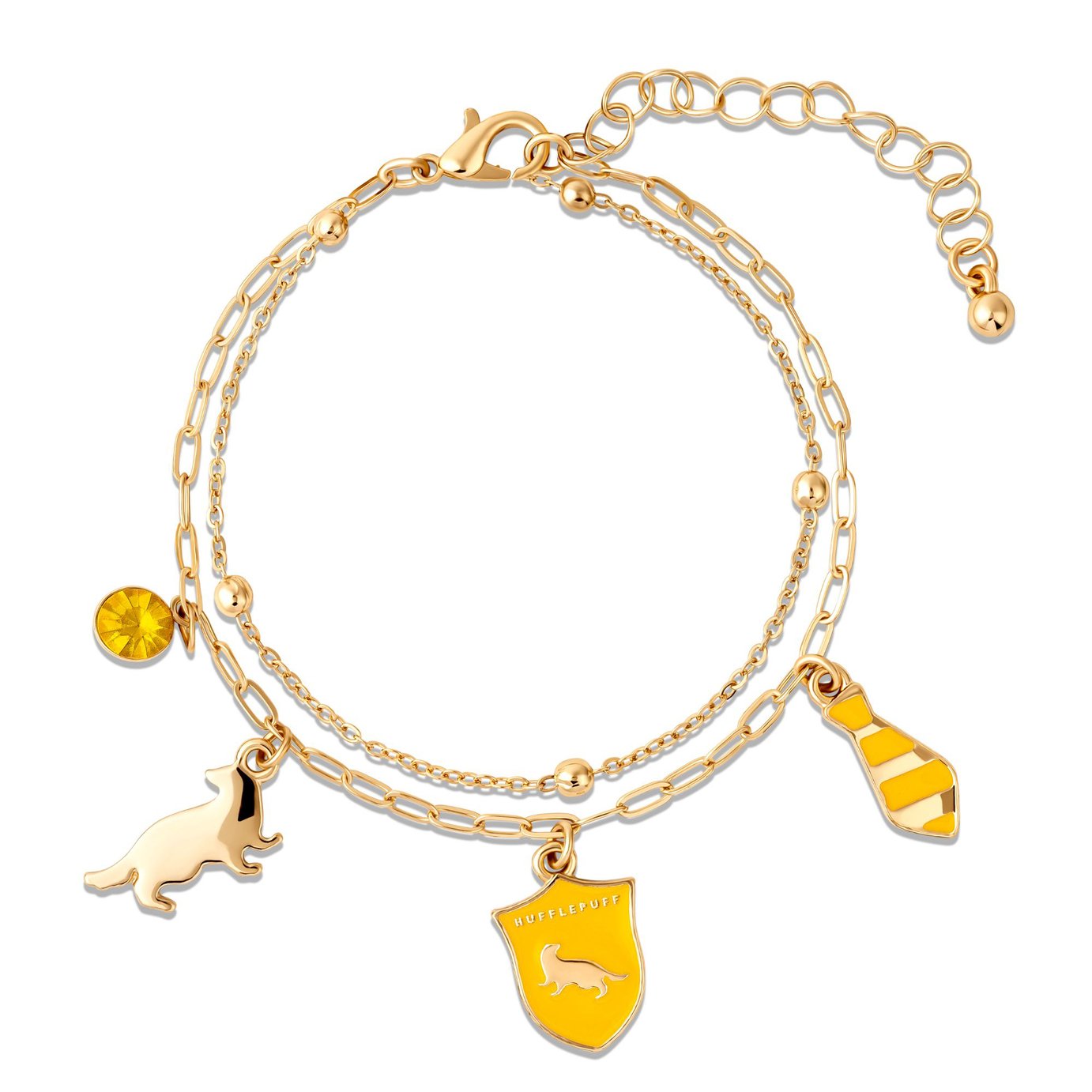 Harry Potter Gold Tone Hufflepuff Charms Layered Bracelet