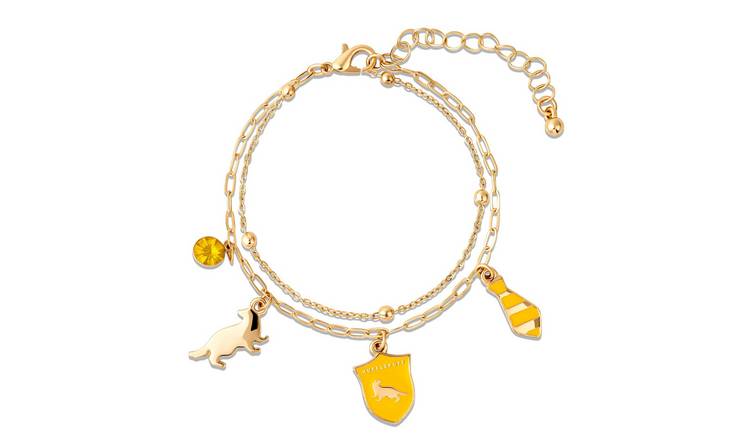 Harry Potter Gold Tone Hufflepuff Charms Layered Bracelet