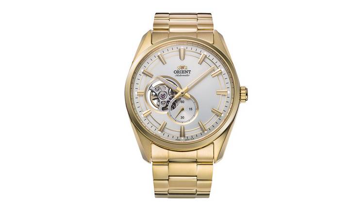 Orient Stretto Semi Skeleton Men's Gold Stainless Steel Bracelet Watch