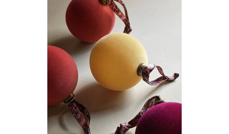 Habitat x Morris & Co. Flocked Baubles - Pack of 3