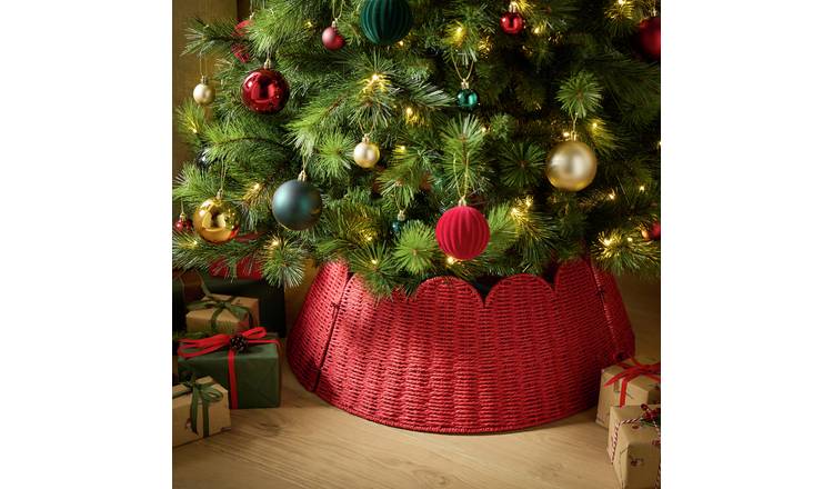 Argos Home Woven Seagrass Christmas Tree Skirt - Red