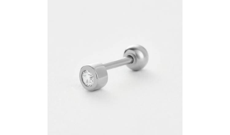 Revere Sterling Silver Cubic Zirconia Single Flatback Stud Earring