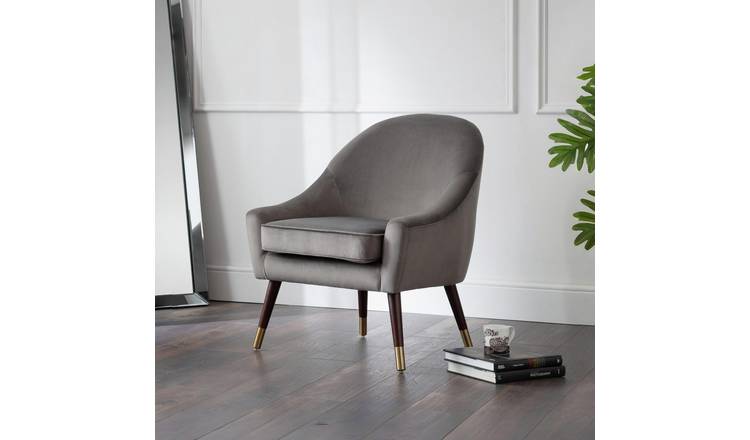 Julian Bowen Elliot Velvet Accent Chair Metal Feet - Grey